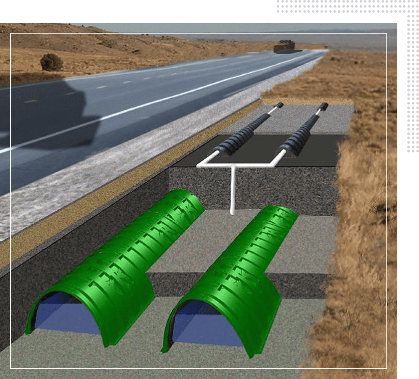 A computer rendering of an area with two green ramps.